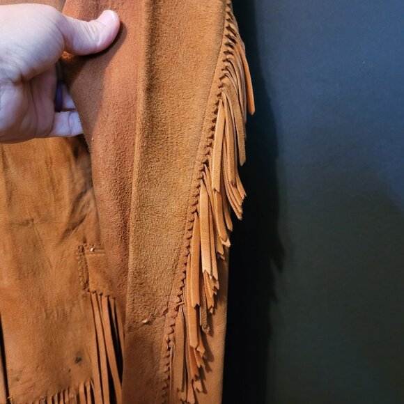 Vintage Fringe Leather Jacket Tregos Westwear 1950s MCM Size Small Flaws - Picture 7 of 10